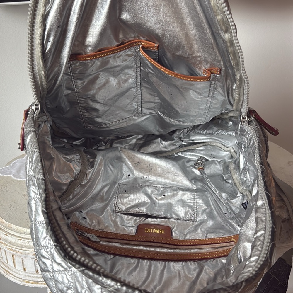 MZ Wallace Silver Quilted Backpack - Picture 4 of 13